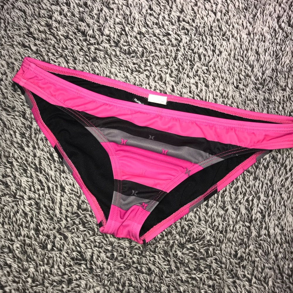 Hurley Size Medium Bikini Bottoms Pink Black